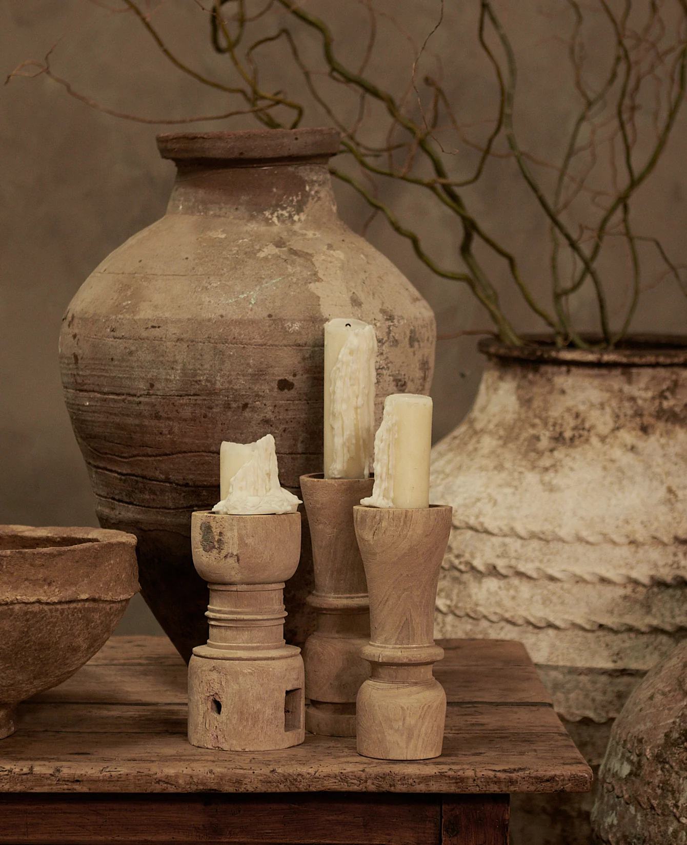 Statuary Pillar Candle Stand - Bleached - Image 3