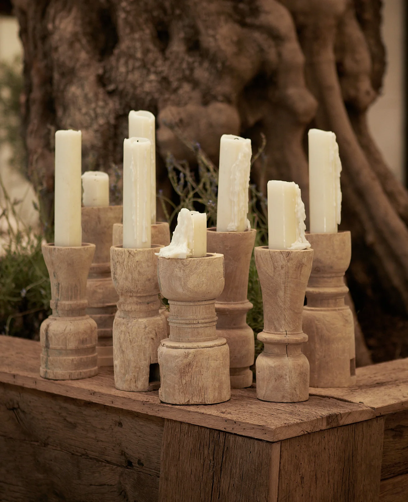 Statuary Pillar Candle Stand - Bleached - Image 4